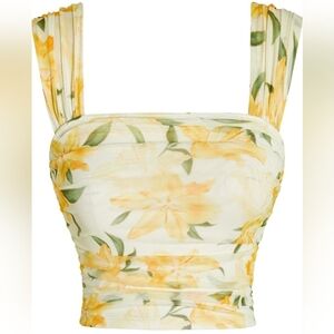 SOLY HUX Crop Top Floral Print Tank Tops Square Neck Sleeveless Size Large